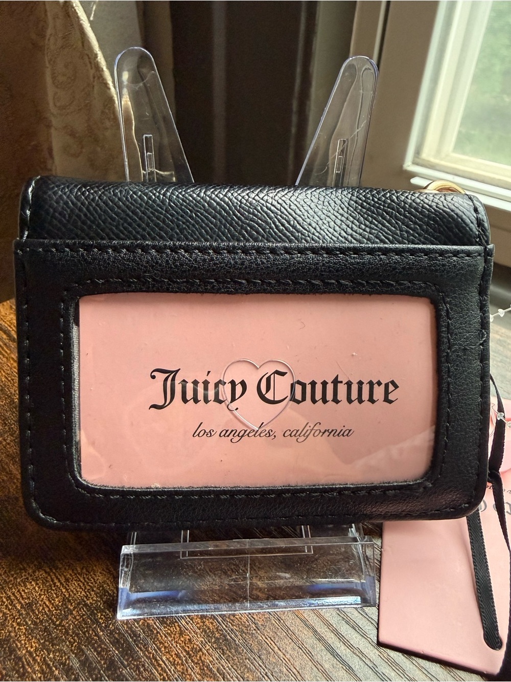 NWT Juicy Couture Black Mini Wallet with Lipstick & Heart Charms - Picture 3 of 4